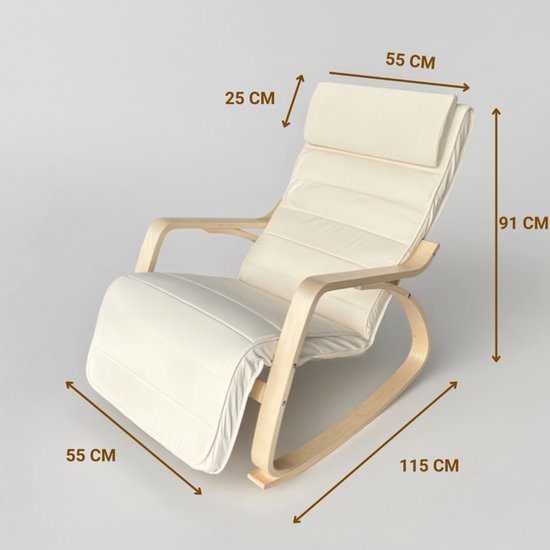 Bayt Schommelstoel - Fauteuil - Schommelstoel Babykamer - Relaxstoel - Wit
