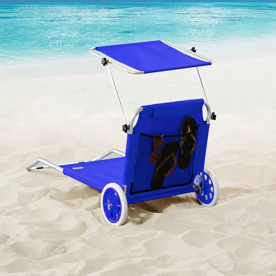 Casaria Ligstoel Kreta Aluminium op Wielen UV-bestendig Blauw