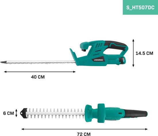 VONROC Accu Heggenschaar 12V – Snijlengte 350mm – Snijbreedte 12mm - Incl. Accu en usb-c kabel