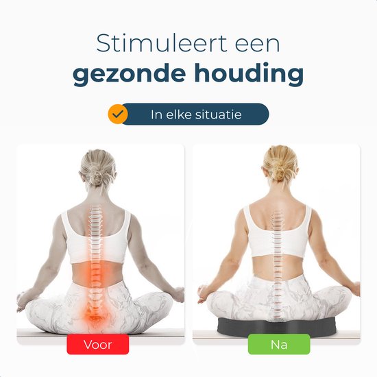 Zitkussen Orthopedisch - Verlichting onderrug, stuitje & heupen - Ergonomische Stuitkussen - Traagschuim Wigkussen - Voor Stoel & Bureaustoel - Alyze