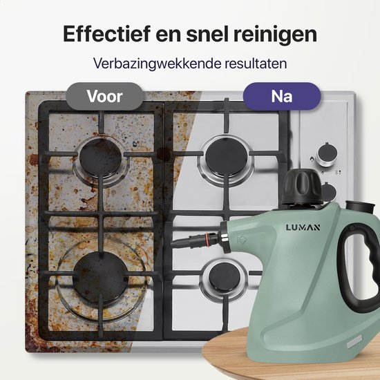 LUMAN 16 in 1 Stoomreiniger C3 - Steam Lock Functie - Handstoomreiniger - Handstomer - Vlekkenreiniger - Tapijtreiniger - Incl. Opbergtas en 16 Opzetstukken - 1050 Watt - 450 ML - Groen