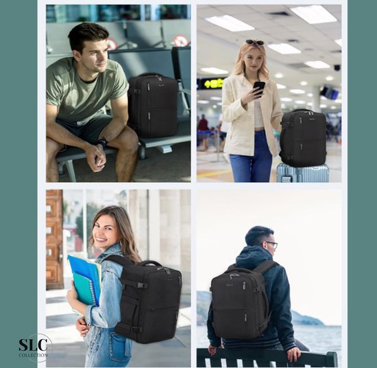SLC-Collection - Zwart – Rugzak - 25 Liter - Transavia - Handbagage - 40x30x20cm - 14 Inch Laptop - USB Poort - Laptoptas - Dames - Heren - Reistas – Koffer - 10XS
