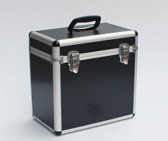 VDD - Platenkoffer voor 50 stuks - LP vinyl platen afsluitbaar - Zwart