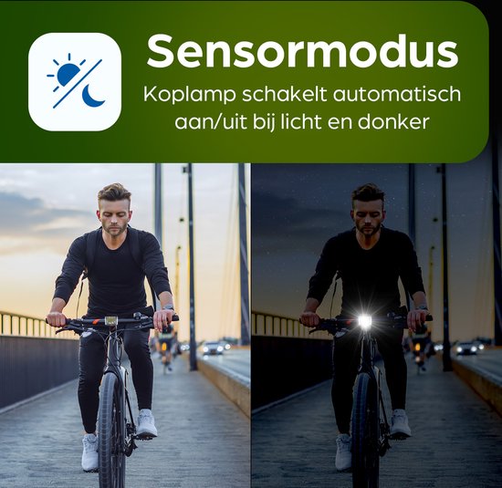 Exortus® Oplaadbare LED Fietsverlichting set - Fietslicht Set Wit En Rood – Fietslamp Geschikt Voor Elke (Race)fiets - Batterij Indicatie - Valbestendig & Waterdicht - Met licht sensormodus - Ook te gebruiken als zaklamp