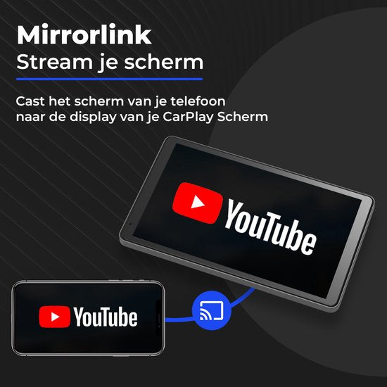 CarMe CarPlay Scherm - 7 Inch - Achteruitrijcamera 6 Meter - Apple CarPlay & Android Auto (Draadloos) - Touchscreen - Navigatiesysteem auto