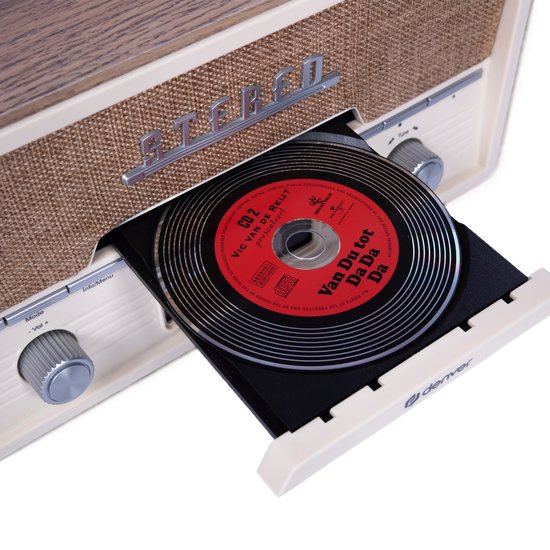 Denver DAB Radio CD Speler - Retro Radio - Bluetooth - 20 voorkeuzezenders - DAB /FM / AUX - MDA525 - Lightwood