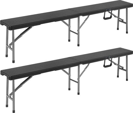 Casaria Tuinbank Vouwbaar - 2 Stuks met Draaggreep -180 cm Zwart