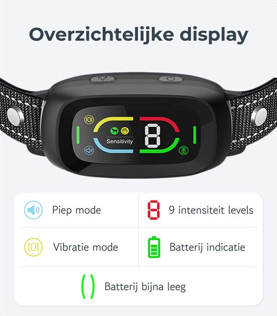 Dutchwide Anti-blafband Pro - 100% waterdicht - Trainingshalsband voor honden - Met anti blaf apparaat - Geschikt voor kleine en grote honden - Hondentraining hulpmiddel