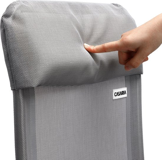 Casaria Aluminium Tuinstoel - 2 Stuks Verstelbaar - Grijs