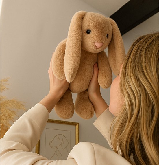 Verzwaringsknuffel 2Kg - Verzwaarde Knuffel - Coco Konijn - Weighted Stuffed Animal - Sensorisch Speelgoed - Voor Kinderen En Volwassenen - Bruin - Met Canvas Opbergtas