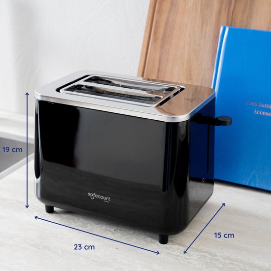 Safecourt Kitchen Broodrooster - Toaster - 6 Warmteniveaus - 2 Extra brede sleuven - 920W - Zwart