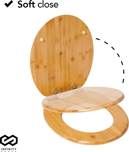 Infinity Goods Bamboe WC Bril Terry - Toiletbril Met Deksel - Soft Close - RVS Scharnieren - Inclusief Bevestigingsmateriaal