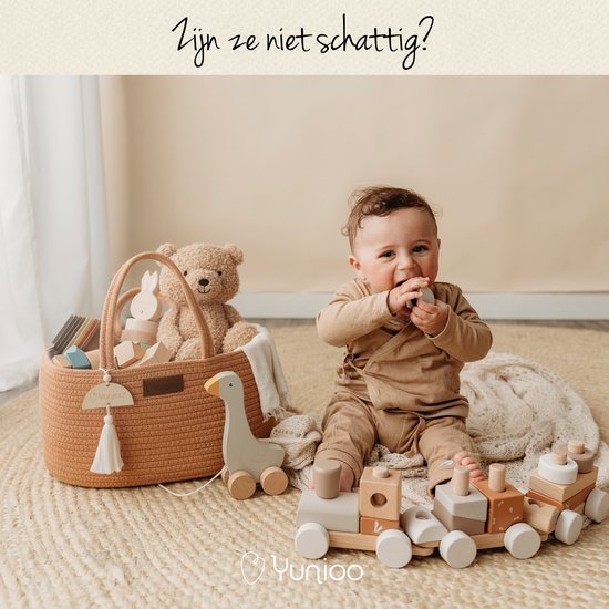 Yunioo Luiertas en Commodemandje │ Luiermand voor Babykameraccessoires │ Luier Organizer │ Opbergmand kinderkamer │ Kraamcadeau babyshower │Speelgoedmand │ Bruin
