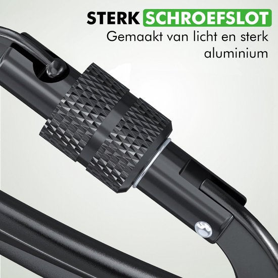 Travelhawk Karabijnhaak - Musketonhaak met Schroefsluiting - Karabijnhaak Sleutelhanger - Aluminium - Zwart