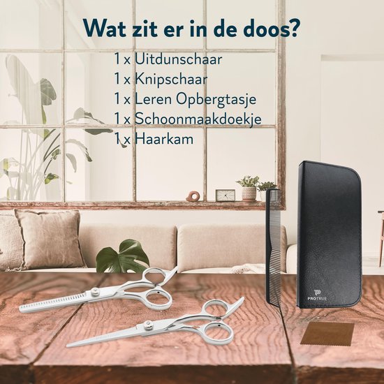 Volledige Kappersset - 5 Stuks - Kappersschaar Rechtshandig - Uitdunschaar Kapper - Hair Scissors - Coupeschaar - Haarschaar Set