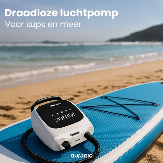 Auronic 2-in-1 Elektrische Luchtpomp - 4000 mAh Batterij - 12-17V - 20 PSI - o.a. SUP Board, Luchtbed, Kajak, Kite & Tent - Opblazen/leeglopen