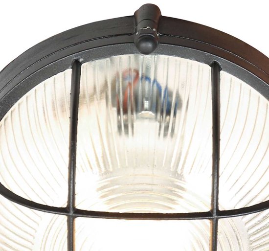 Plafondlamp Lisanne 1342ZW | Zwart metaal en glazen kap | Ø 17 cm, hoogte 8 cm | Mexlite | Trendy design voor binnengebruik