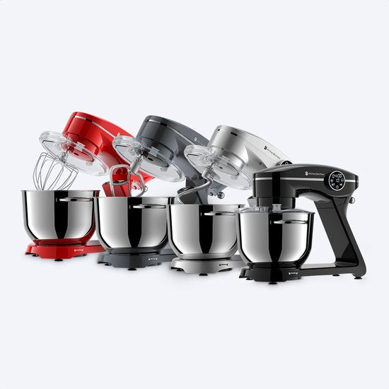 KitchenBrothers Keukenrobot - Touch Display en Timer - Keukenrobot - 6,2L - 1800W - Keukenmixer - Aluminium - Zwart