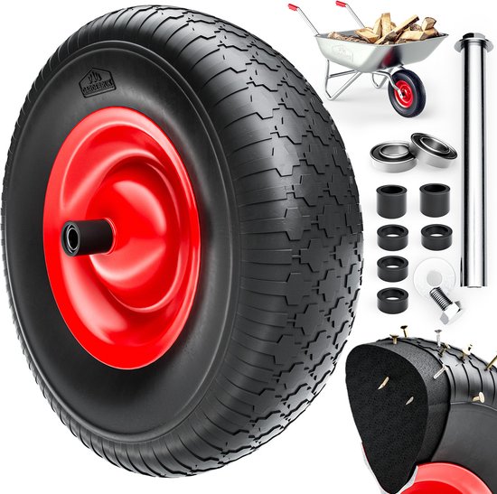 Gardebruk Kruiwagenwiel - Massief Rubber 200kg - 4.80/4.00-8 Ø 390 mm