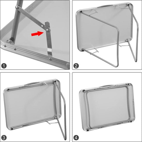 Klaptafel - Draagbaar bureau - Compacte standaard - Inklapbaar oppervlak - Reiswerkstation - Lichtgewicht bord - Eenvoudig op te zetten plaat - Zwart - 70x60x50 cm