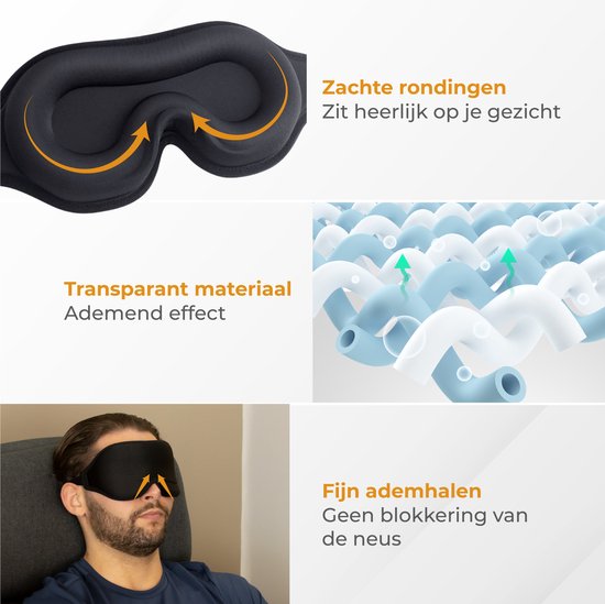 Nuvance - Verstelbaar Slaapmasker - 100% Verduisterend - Ademend Traagschuim - voor Mannen, Vrouwen en Kinderen - Oogmasker Slaap