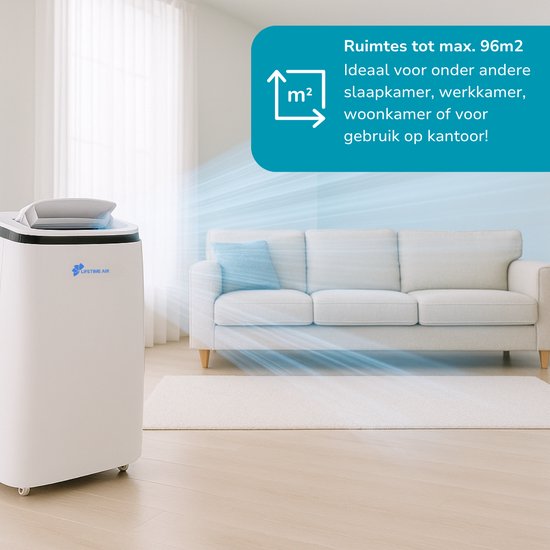 Lifetime Air Mobiele Airco – 14.000 BTU - Airconditioner incl. Raamafdichting kit - Airconditioning, Luchtontvochtiger en Ventilator - Air Conditioner met Slang – Verkoeling tot 96m3 – Timer en Afstandsbediening