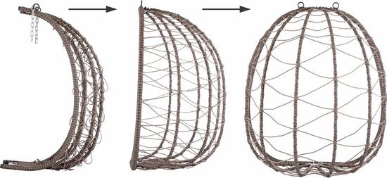 Juskys – Aria Hangstoel Met Standaard – 95 x 95 x 196 cm – Voorzien Van Comfortabele Kussens En In Hoogte Verstelbare Ketting – Voor Woonkamer En Terras – Beige Polyrattan En IJzer