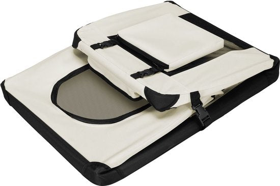 Juskys – Lassie Hondentransportbox – 50 x 34 x 36 cm – Voorzien Van Uitneembaar Kleed En Inklapbaar Frame – Voor Kleine Honden En Puppy's – Beige Oxford-Stof