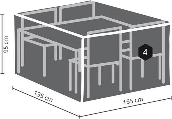 Perel Buitenhoes voor tuinset grijs rechthoekig 165 cm x 135 cm x 95 cm