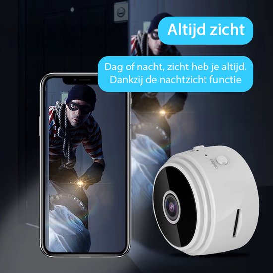 Tech Essentials Mini Verborgen Spy Camera - 1080P - Met WiFi APP - Micro Geheime Beveiligingscamera - Binnenhuis - Spionage - afluisterapparatuur - Wit