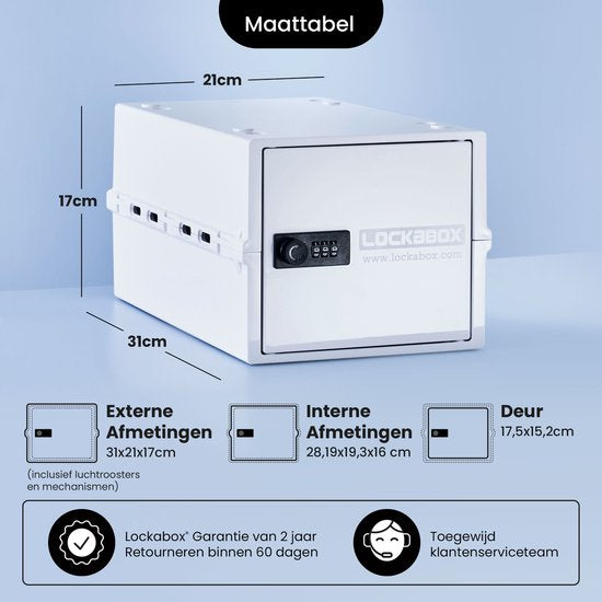 Lockabox One™ Opbergbox met Cijferslot - Afsluitbare Medicijnkast - Polycarbonaat Kluis - Koelkast en Diepvries Proof - 10,5 Liter - 31 x 21 x 17 cm
