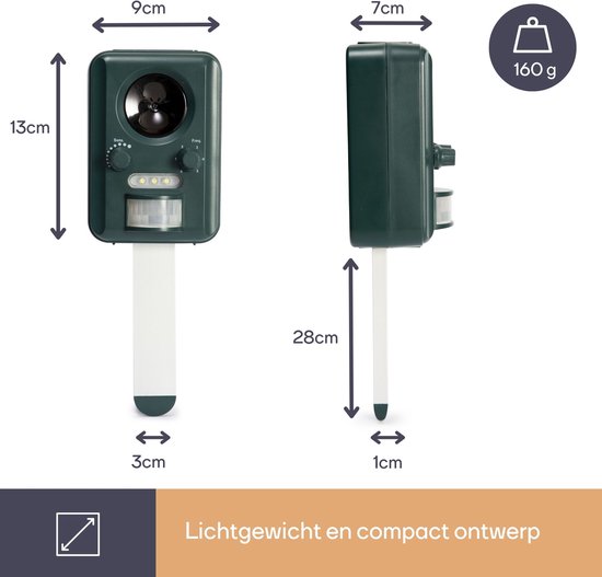Perel Ultrasone ongedierteverjager op zonne-energie, outdoor, afweermiddel tegen muizen, ratten, insecten, katten, marters, vogels, vossen, kattenschrik, marterverjager, oplaadbaar via usb, tot 65m²
