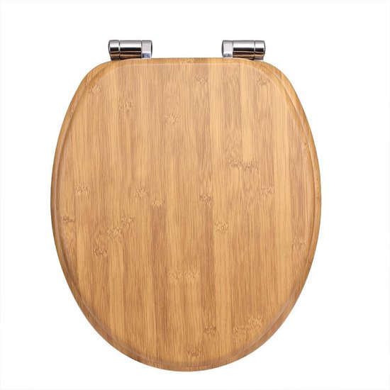 Casaria Wc-bril met Deksel Sluitingsmechanisme Toiletzitting MDF Bamboe