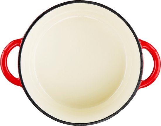 alpina Braadpan Gietijzer met Deksel - Bakpan ⌀ 24 cm - Alle Warmtebronnen - Rood