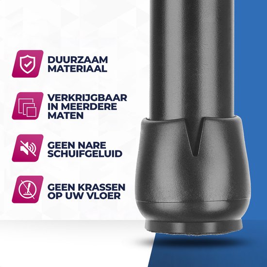Roegaarden Stoelpoot Beschermers – Stoelpootdoppen – 12-16mm – 24 stuks – Zwart