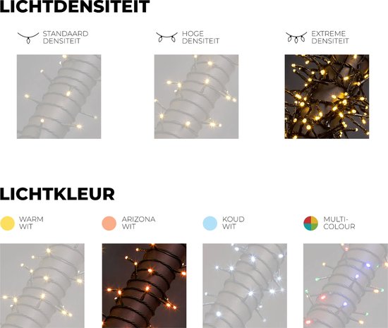 Kuma LED, lichtslinger, 12 m, 1020 leds, Arizona wit, zwarte kabel, voor binnen en buiten, modulator, 24 V