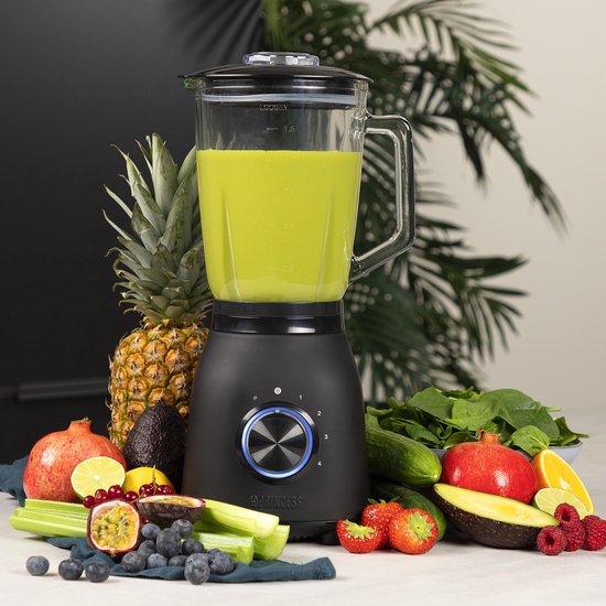 Princess 212092 Black Steel Blender 1000 – vier snelheidsinstellingen – 1.5 L