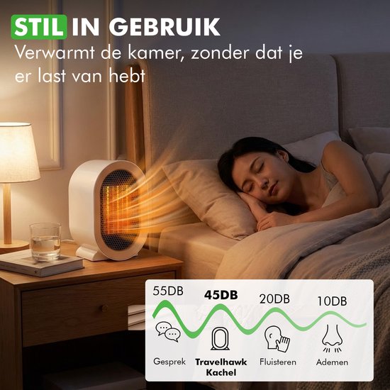 Travelhawk Elektrische Verwarming - Keramische Kachel - 3 Standen - 1200W Heater - Elektrische Kachel met LED Indicatie - Roterend - Zwart