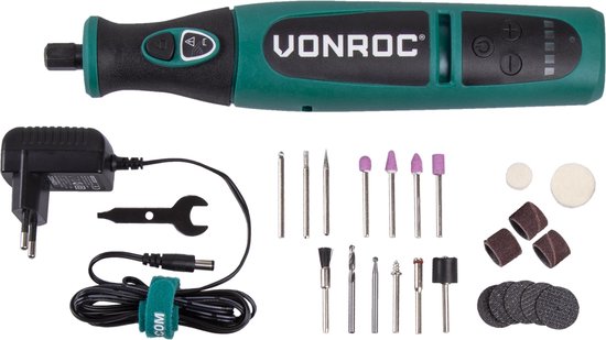 VONROC Accu Multitool – Roterend – 8V – Incl. 24 accessoires, oplader & opbergtas
