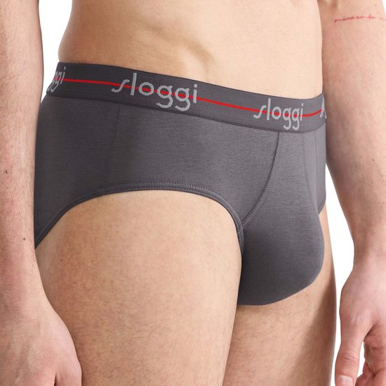 Sloggi Start Midi 2-Pack Slip - Heren - Katoen/Elastaan - Regular Waist - Elastische Band - Zwart/Grijs - Maat XL
