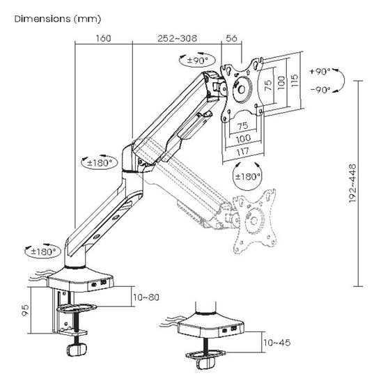 VDD Gaming - Monitorarm - Monitor Arm - Monitor Beugel - Scherm Beugel - In Hoogte Verstelbaar - Voor 1 Scherm - Ergonomisch Ontwerp - Zwart