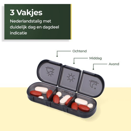 Gandria Pillendoos 7 Dagen - Uitneembaar Pillendoosje - Medicijndoos met 21 Compartimenten - Medicijndoos met Stevige Sluiting - 3 Vakken per Dag - Zwart
