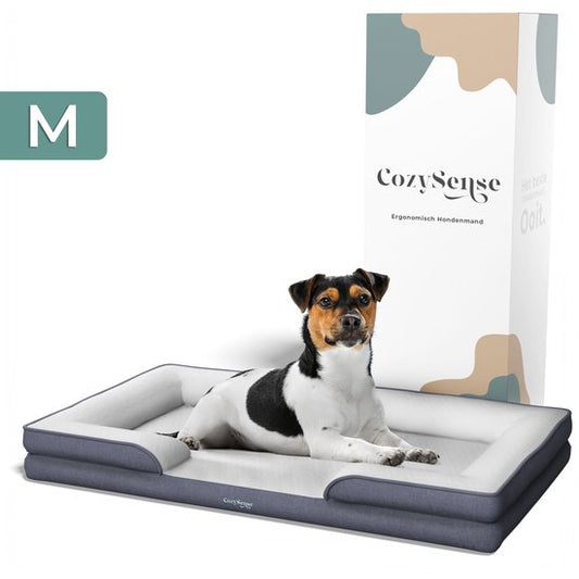 CozySense® Orthopedische Hondenmand - 75 x 45 cm - Maat M - Waterdicht Hondenbed met Wasbare Hoes - Geschikt Als Benchkussen - Wit