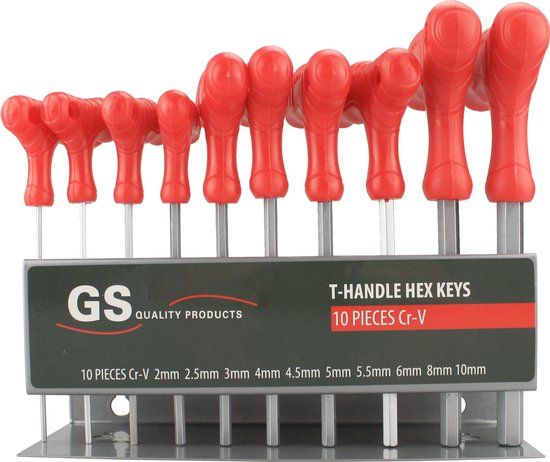 GS Inbussleutelset met T-greep 10-delig - set inbussleutels / inbussleutel extra lang