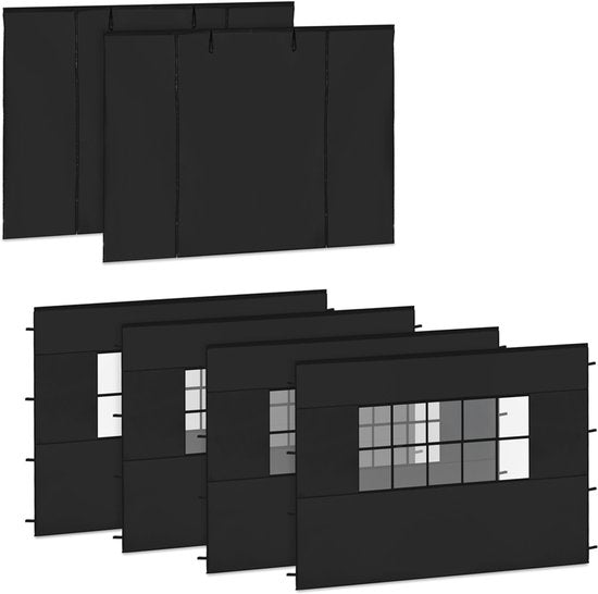 VONROC Zijwanden Set - 6x3M – 6 stuks - Voor 2 x Premium Partytent PT501XX | Zwart
