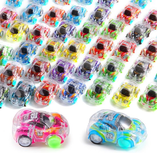 Partizzle 50x Speelgoed Autos - Pull Back Autotjes - Zelfrijdend Auto - Speelgoedauto Uitdeelcadeautjes - Grabbelton Traktatie Cadeautjes voor Kinderen & Peuters - Jongens - 5 cm