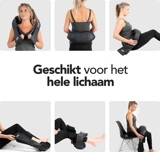 Infinity Goods Shiatsu Massagekussen - Elektrisch Nek en Rug Apparaat - Warmtefunctie met Infrarood - 8 Instelbare Massagekoppen - Massageapparaat - Zwart