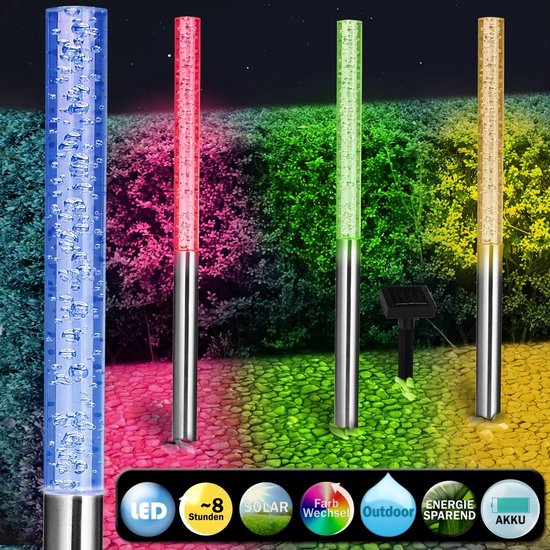 Monzana Tuinlamp - Zonne energie Set van 4 Schemersensor IP44 - Multicolor