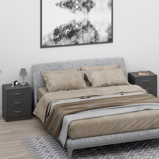 Casaria Nachtkastje Eloise – 3 Laden 54x39x28cm – Antraciet