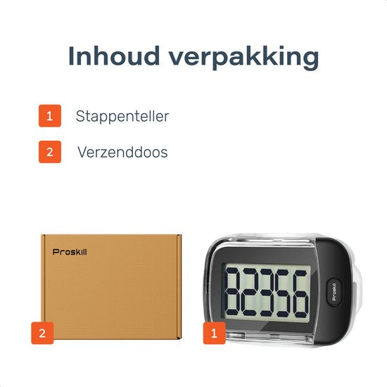 Proskill Stappenteller met Clip - Eenvoudige activity tracker - Broekzak -Geschikt voor dames, heren & kinderen - Wandelen & fitness
